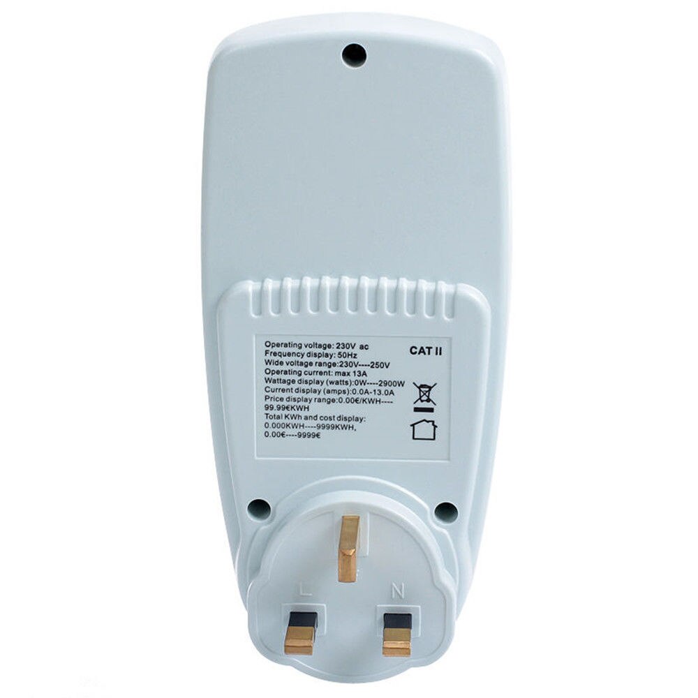 UK Power Consumption Energy Watt Amps Volt Meter Electricity Monitor Analyzer