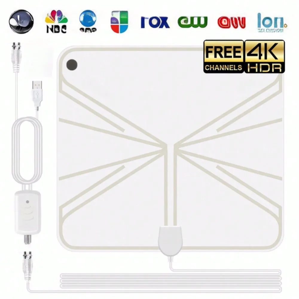 Digital TV Antenna with High Gain, 4K DTV Box Plug EU 5000 Miles Booster, Active Internal Antenna, HD Flat: Default Title