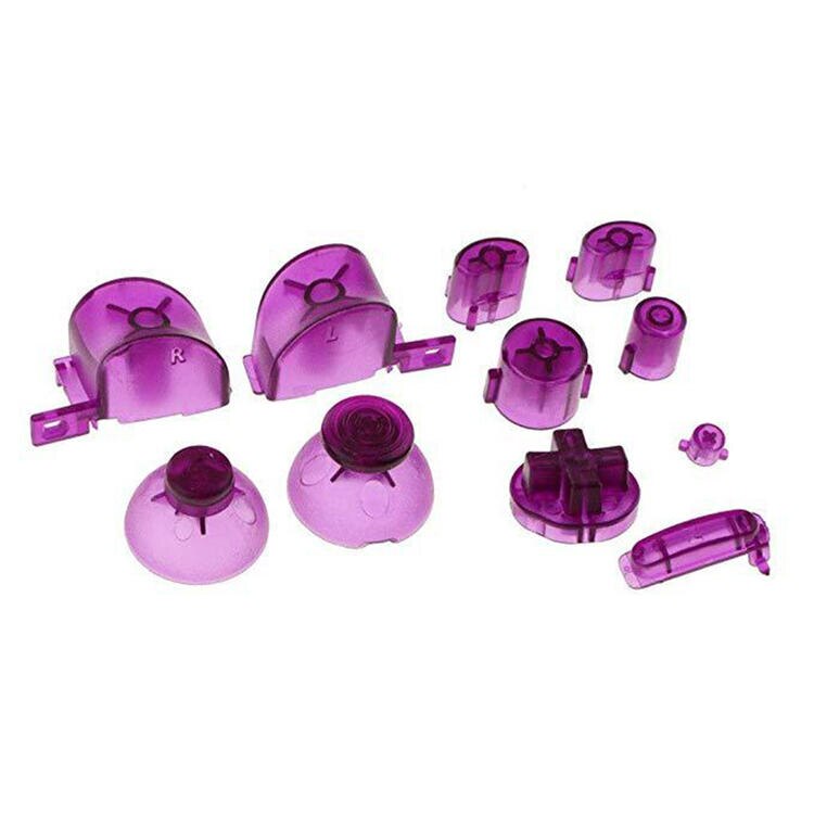 Juego completo de botones para Nintendo Gamecube, teclas coloridas L R ABXY Z con tapas de Thumbsticks para mando llamativo Y X A B para N GC: Transparent Purple