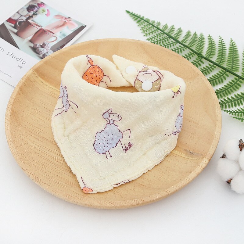 8-Layer Mousseline Slabbers 100% Natuurlijke Katoen Zachte Baberos Bebe Animal Bandana Zuigeling Kiel Burp Doek Voeden Speeksel handdoek: sheep