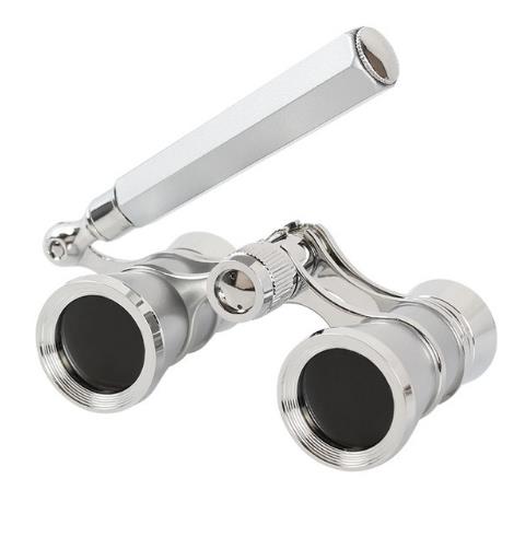 3X25 Oper Fernglas Beschichtet Objektiv Teleskop Oper Gläser Beschichtet Theater Glas Dame Glas Griff Telescopio Frauen Mädchen: Silber