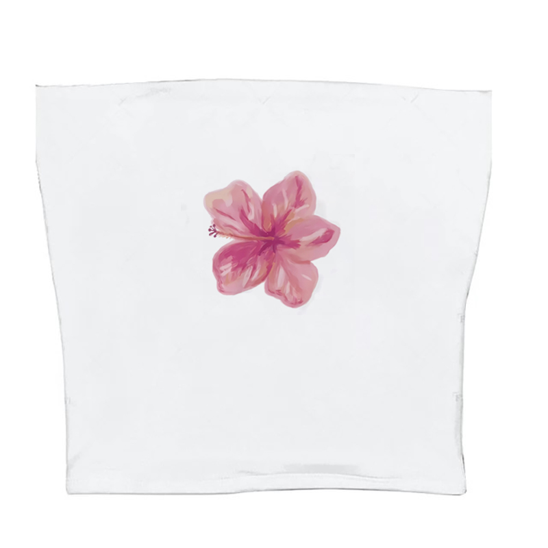 Camiseta gótica retro Harajuku ajustada de manga corta para mujer, ropa de calle, camiseta de bebé con estampado de flores lindas, top corto: S / Rosa