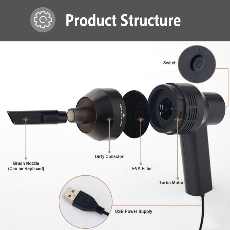 Mini USB Keyboard Vacuum Cleaner Portable Handheld Computer Keyboard Dust Collector Clean Kit For Laptop PC Universal