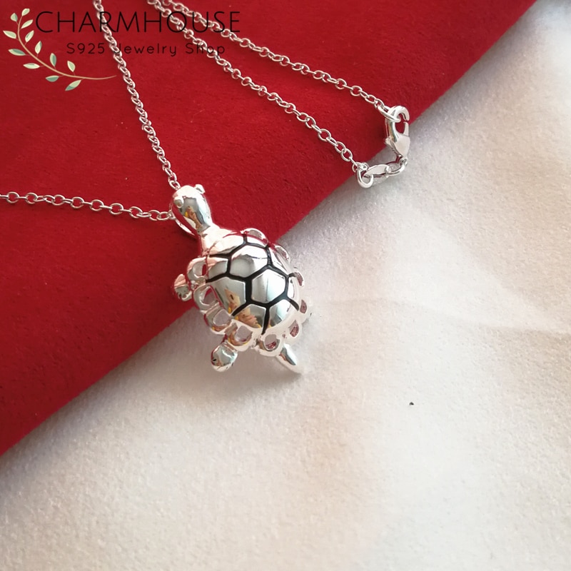 Silver 925 Jewelry Turtle Pendant Necklaces For Women Collier Femme Choker Wedding Bridal Jewelry Bijoux Birthday