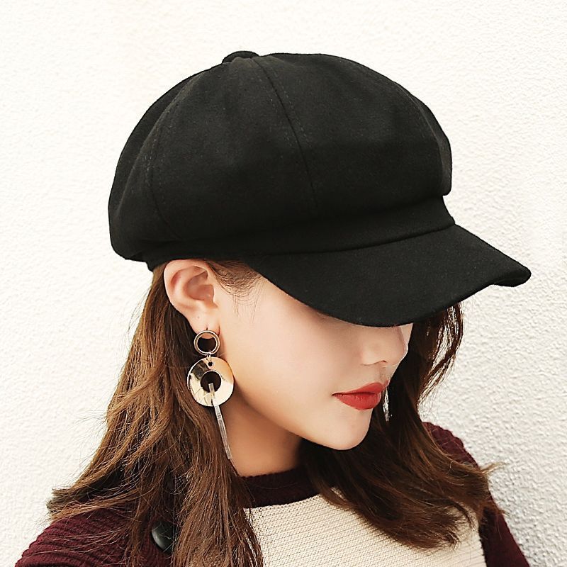 Sombrero de invierno y estilo coreano para niños, gorro de lana estilo británico Retro octogonal, gorra artística versátil, gorro de pintor cálido, gorro de Newsboy Ja