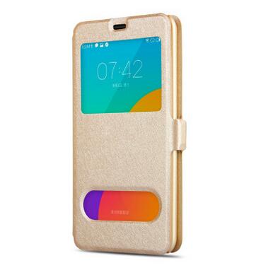 Ledertasche Für Gionee M6 GN8003 Fällen Schnelle Antwort Sichtfenster Flip Standplatz-abdeckung für M6/M6 Plus Telefon Fall Taschen Thin Holster: m6 plus / Gold