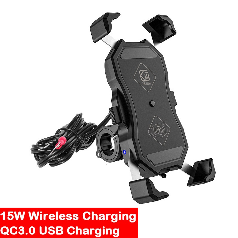 Motorrad-handyhalterung mit schnell-usb-ladegerät, kabelloser schnellladefunktion, motorrad-spiegelhalterung, lenkerhalterung: Himmelblau