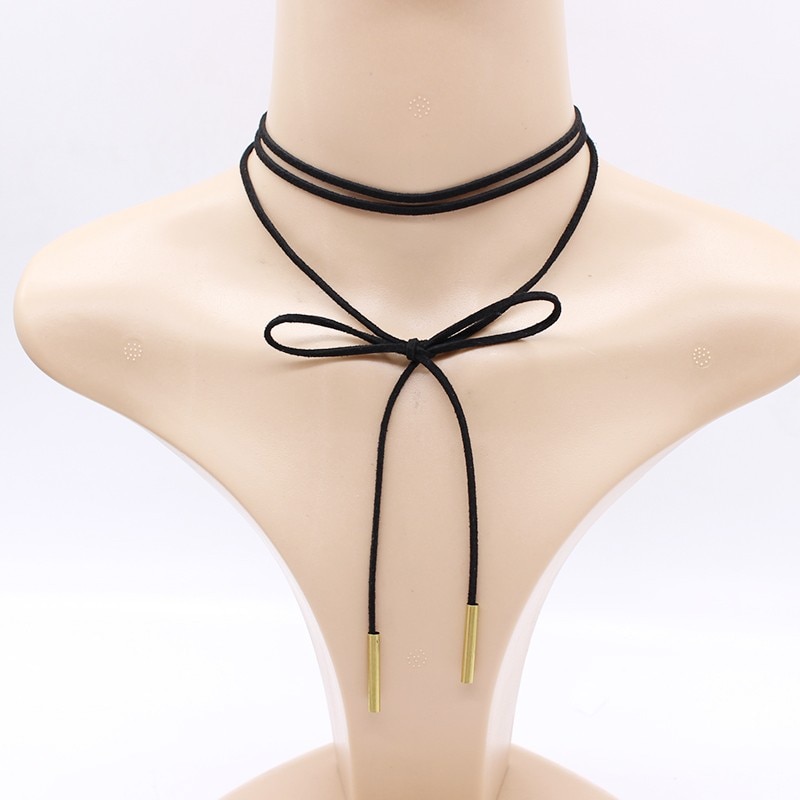 Gargantilla de cuero de imitación para mujer, collar largo de terciopelo con estilo, joyería artesanal, para novia, nueva