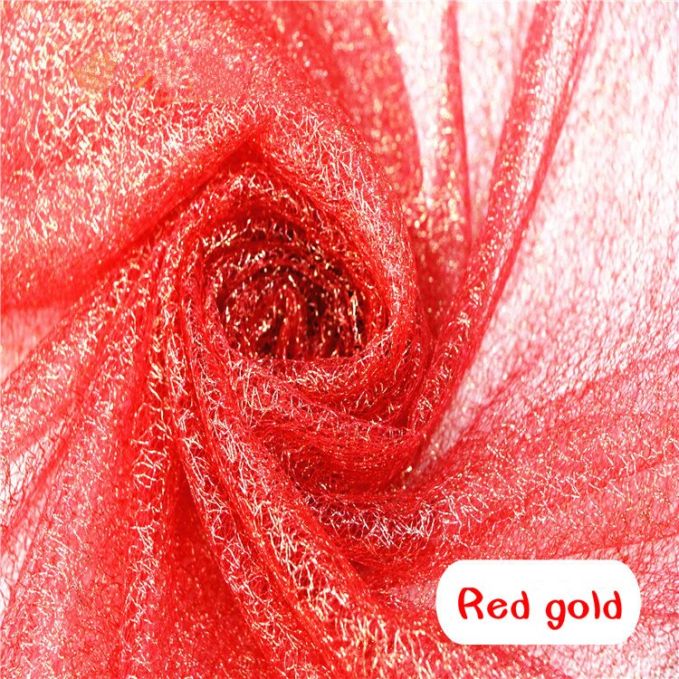 Sølv stof / mesh silke kaos kaos guld mesh stof / materiale rodet net net gaze / bryllup gaze stof / garn dekoration: Rød
