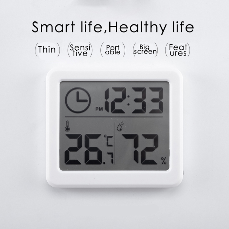 Junejour multifunktions termometer hygrometer automatisk elektronisk temperatur fugtighedsmonitor ur stor lcd-skærm
