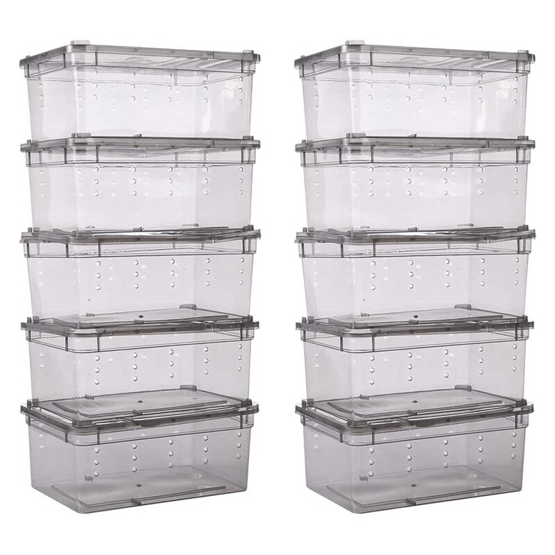 Caja de alimentación de serpiente pequeña para reptiles 10 Uds., tarántula de lagarto, jaula de hábitat, contenedor para incubar, Mini casas portátiles para mascotas: Default Title