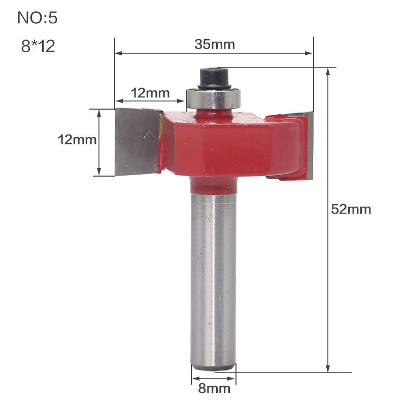 1pc 8mm Shank Height 1/2" X Depth 3/8" T Slot Milling Cutter Wood Router Bit Tungsten Wood Milling Citters Woodworking Tools: NO 5