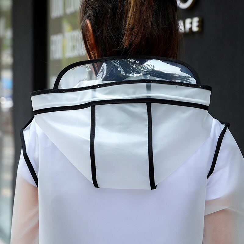 Chubasquero impermeable de plástico transparente para mujer, chaqueta con capucha y bolsillo grande, ropa de lluvia al aire libre