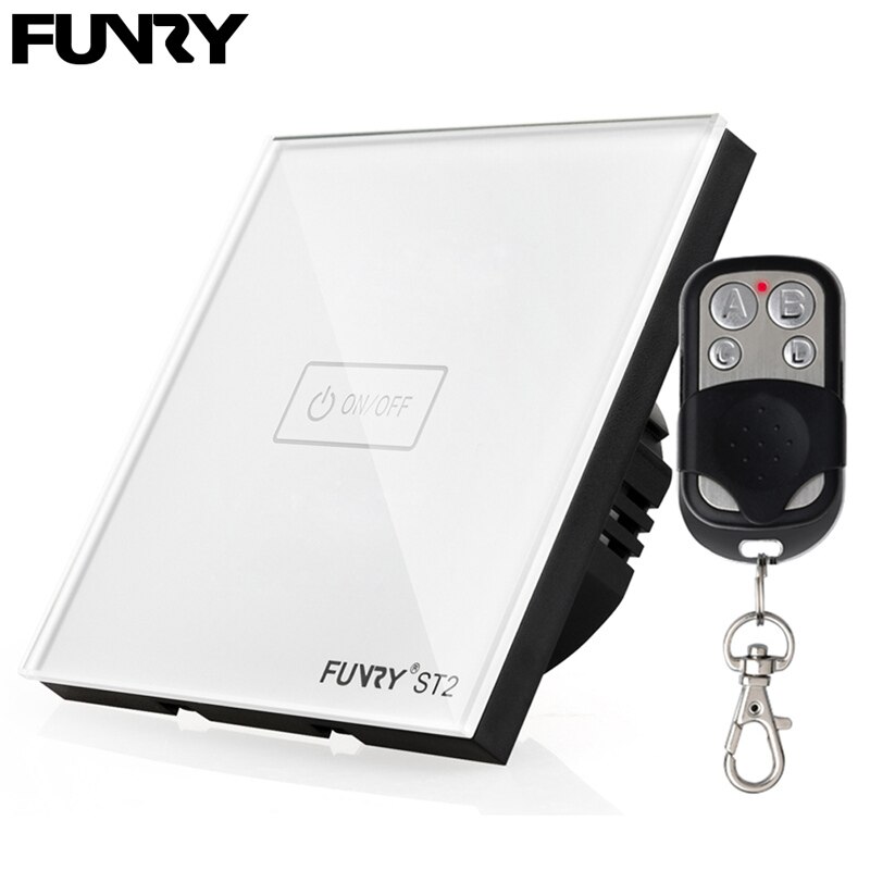 Original Funry ST2 1 Gang Interruptor de Pared Interruptor Táctil Capacitiva de Lujo Templado Superficie De Cristal A Prueba de agua/A Prueba de Fuego Control Remoto