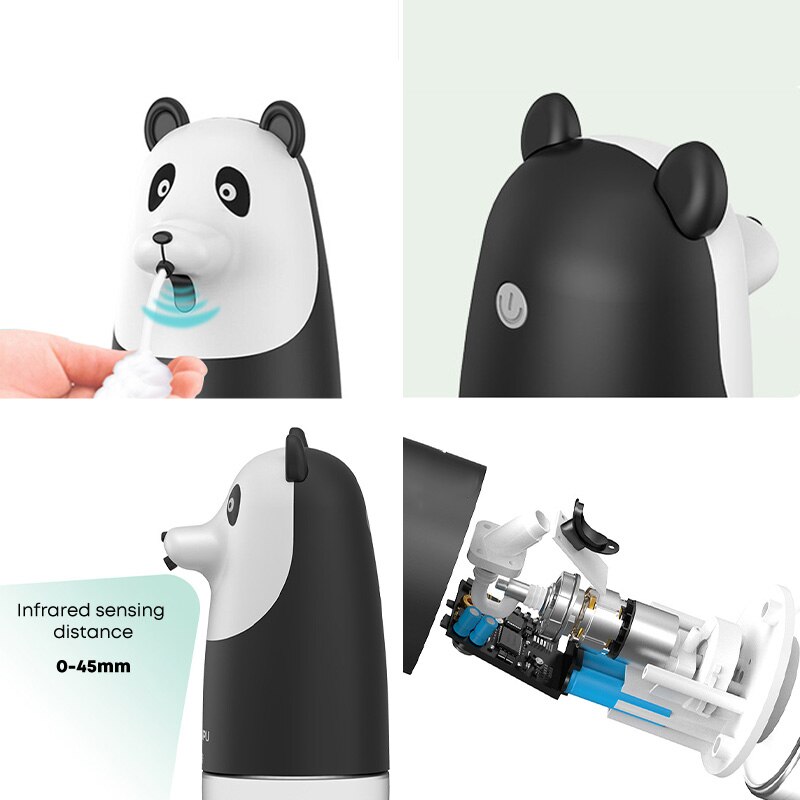 D2 Cute Panda Portable Automatic Liquid Soap Dispenser Bathroom Kitchen For Kid Touchless Induction Foam Bubble Antiseptic Hands