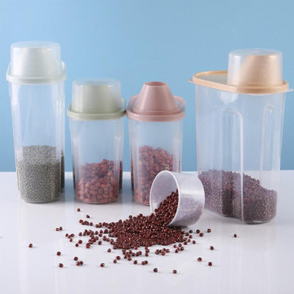 Boîte de stockage de nourriture de PP ensemble de récipient clair en plastique avec verser des couvercles bouteilles de Grains pots de stockage de réservoir cuisine séchée 1.9L-2.5L D4E7