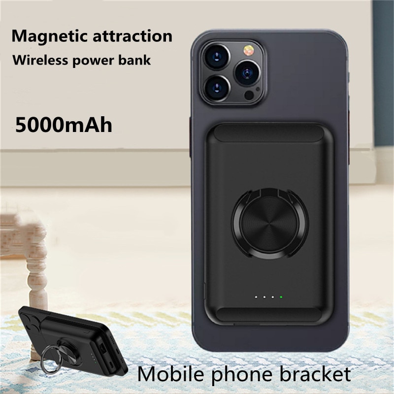 Power Bank magnetico 5000mAh staffa ad anello per Apple iPhone 13 Xiaomi Huawei Samsung 15W caricabatterie Wireless portatile a ricarica rapida
