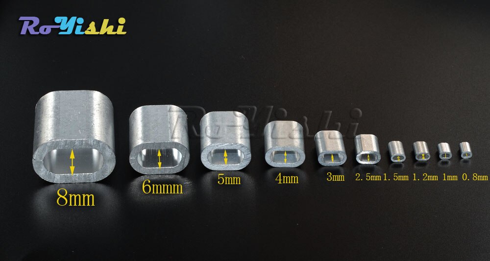 1000pcs/pack Aluminum Cable Crimps Sleeves Cable Ferrule Stops for Snare Wire Rope Clip Fittings