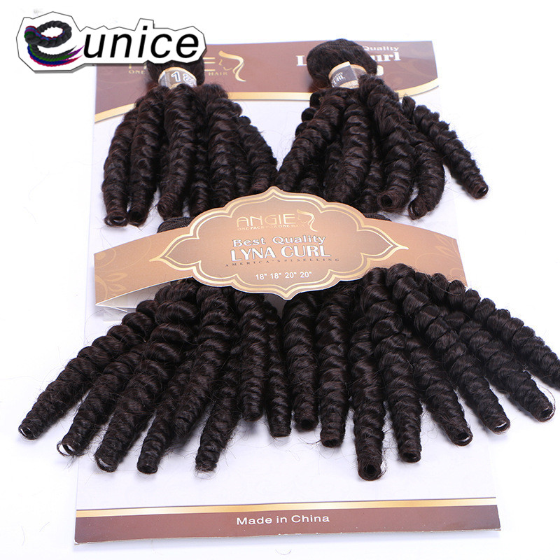 Eunice HAIR Synthetic Weave Funmi Curly Hair Bundles 4Pieces One Set Natural Soft Ombre Brown 18-20 inch Hair Extensions 200Gram