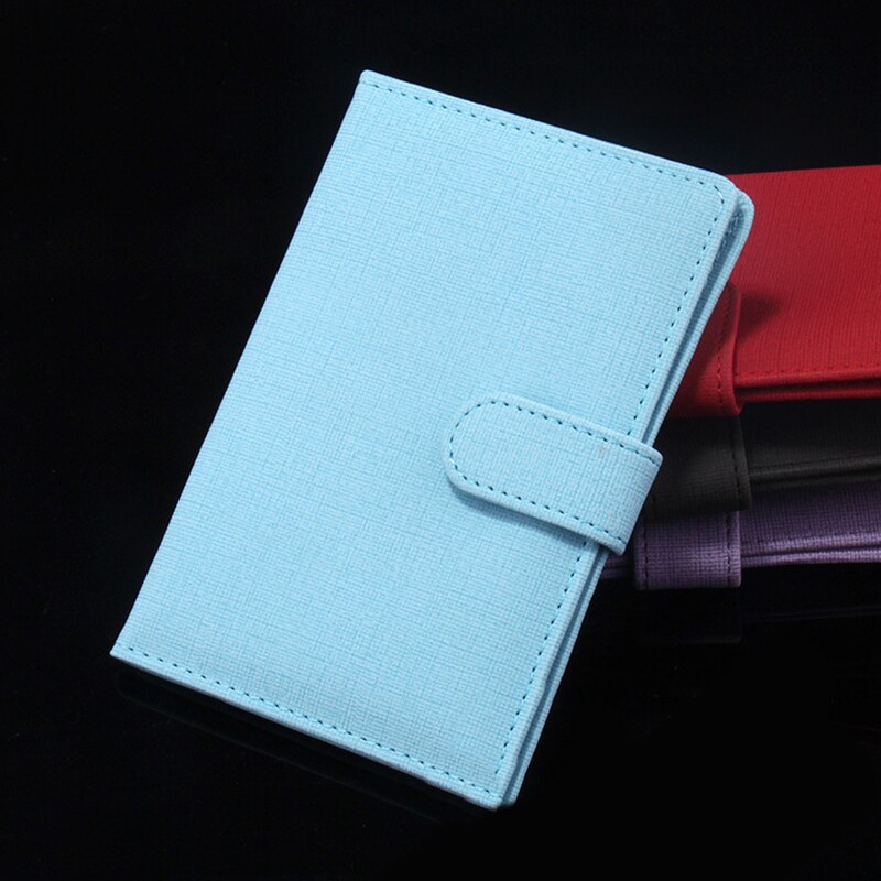 Vrouwen pu leren paspoorthoes unisex hoes op het paspoort met sluiting effen kleur paspoorthoes reisdocumenten kaarthouder: Blauw