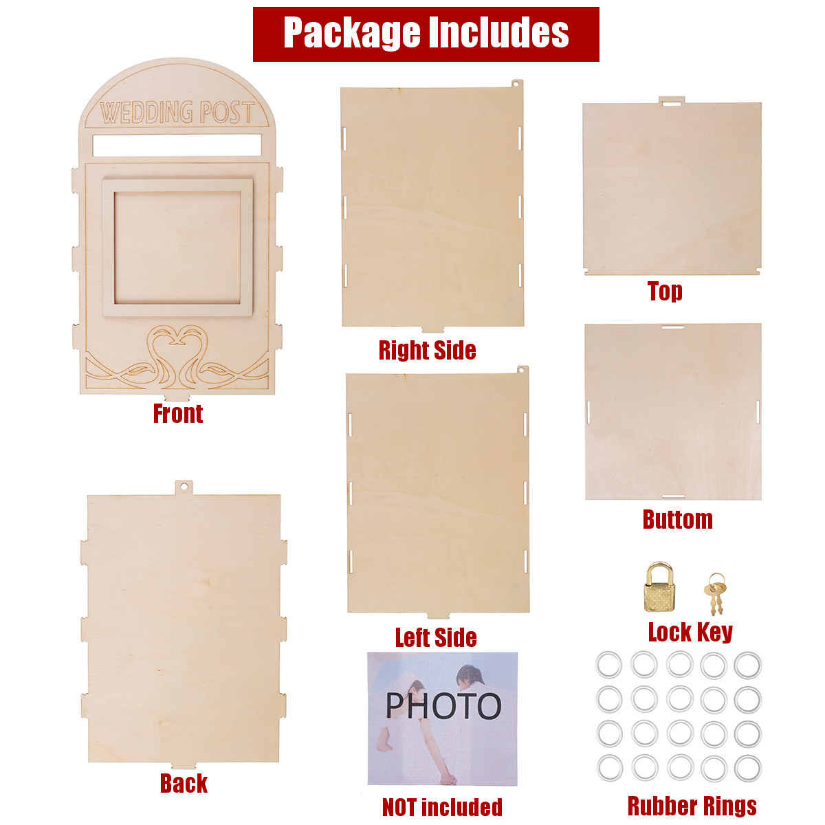DIY Wooden Wedding Supplies Mailbox Royal Mail Style Ornaments Wedding Post Box Card Boxes With a Key