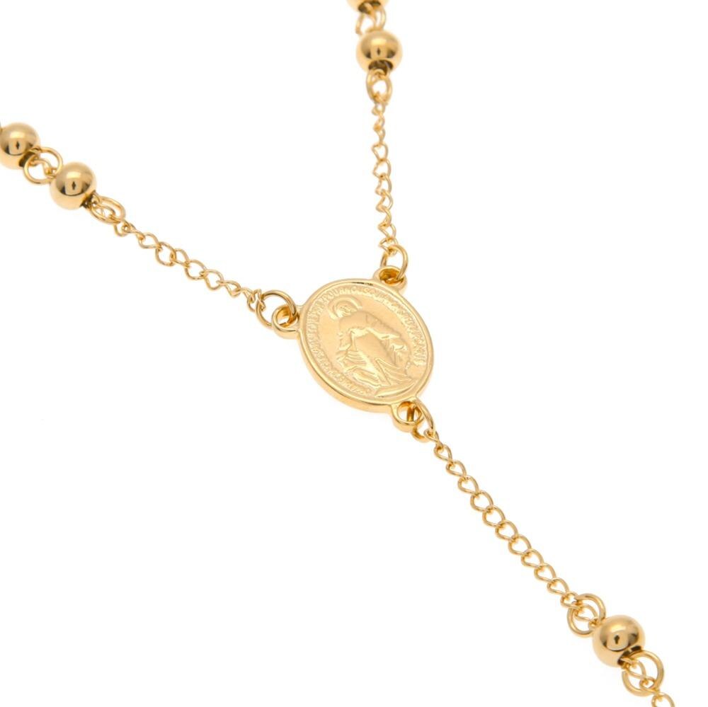 Collier de perles de chapelet Guadalupe pour hommes, vierge catholique, couleur or, bijoux, pendentif croix jésus Crucifix