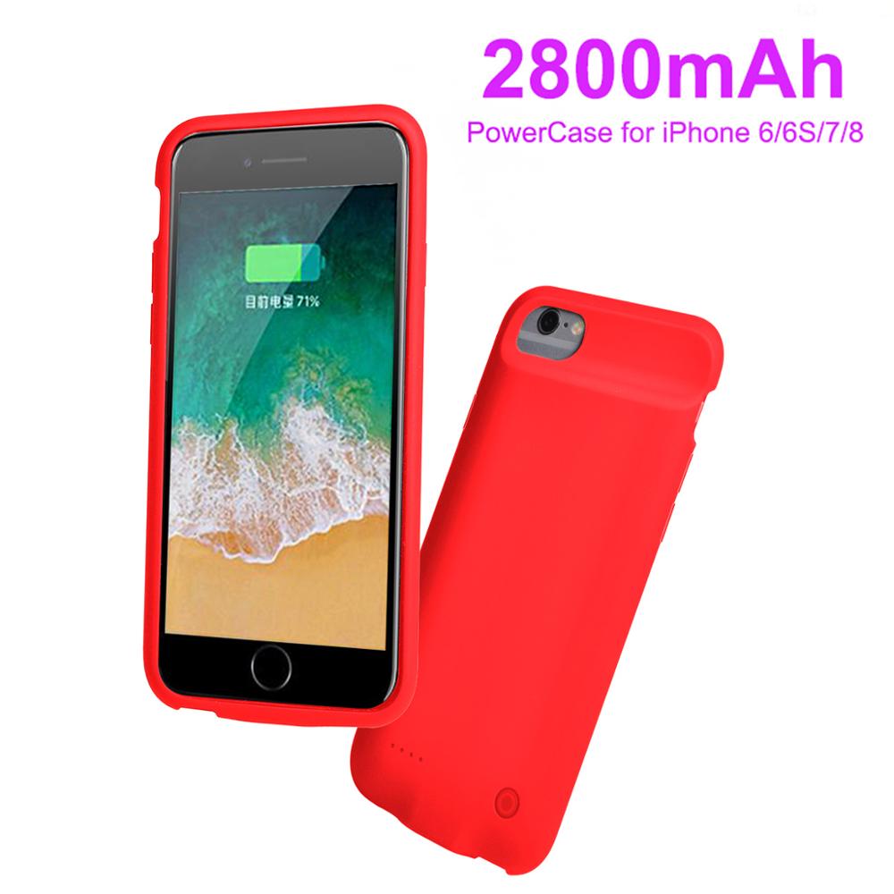 2800mAh Battery Case for iPhone 6 s 6s 7 8 Power Bank Charging Case Battery Charger Case Cover Ultra Slim External Red Pack.