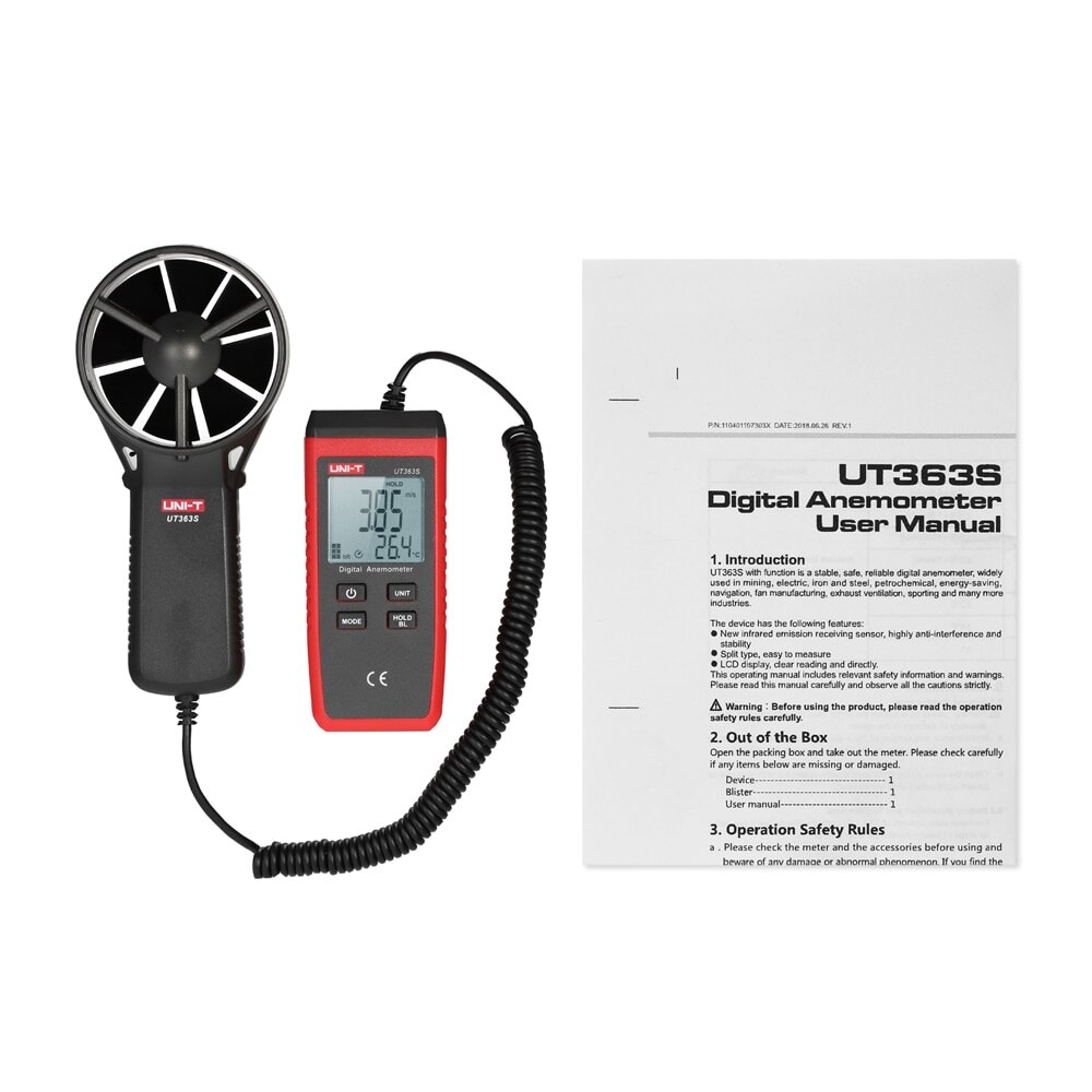 UT363S Mini LCD Digitale Anemometer Handheld Wind Meter Luchtsnelheid Temperatuur Tester