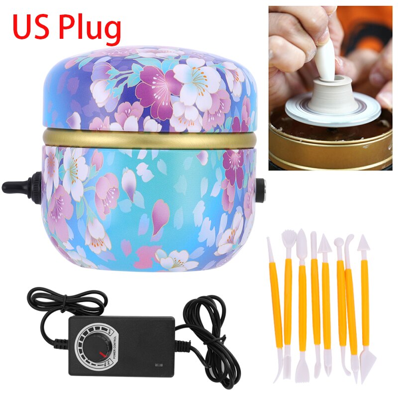 Mini Ceramic Machine Electric Pottery Machine Pottery Wheel Ceramic Machine Pottery DIY Machine for Kids Children US/UK/EU Plug: HGZMM0040US00