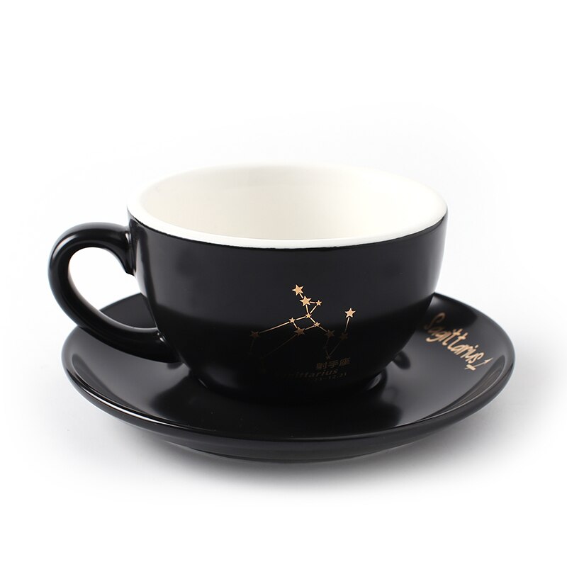 Black Ceramic Coffee Cup and Saucer Set Luxury Cappuccino Coffee Cup Set Filizanki Do Kawy Mug BD50CS
