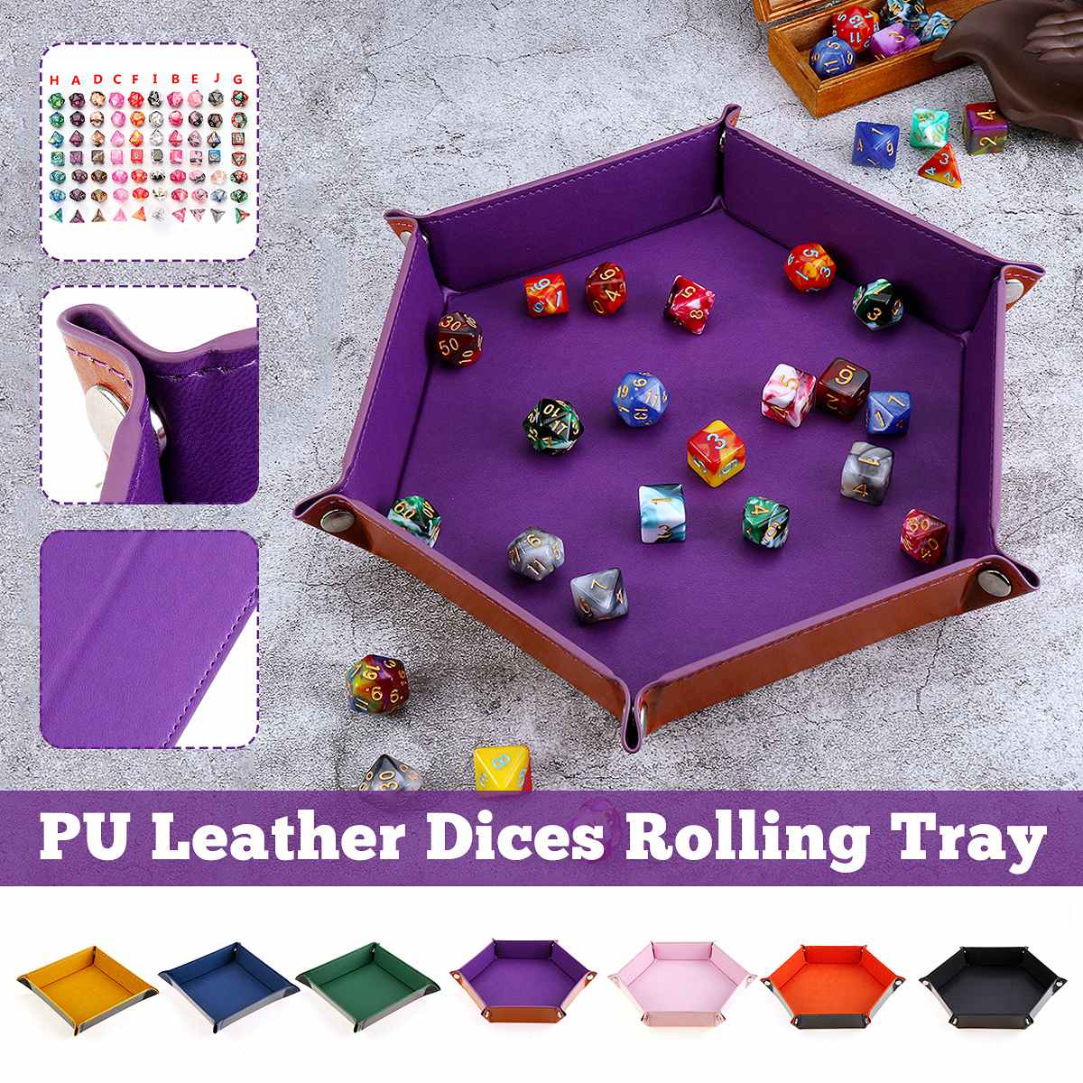 1 stücke PU Leder Falten Würfel Tablett polyedrisch Verein Würfel Kasten Platte Für RPG Bord Spiele Würfel Lagerung Kasten fallen ohrring Ring Halfter