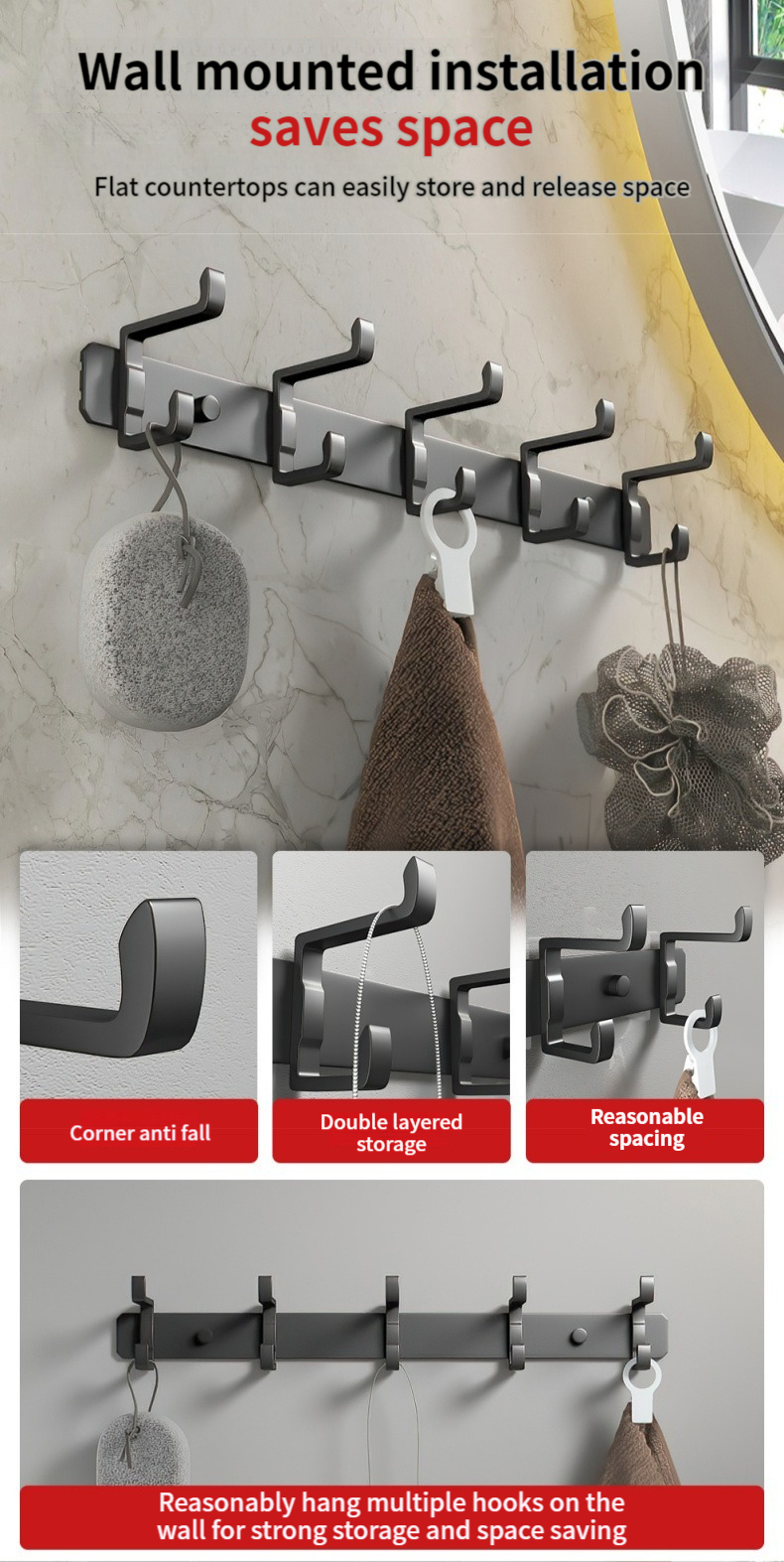 Geen noodzaak om de haak achter de deur te boren, opberghangers, jas- en hoedenhaken, hangers, slaapkameropbergrekken, keukenhaken