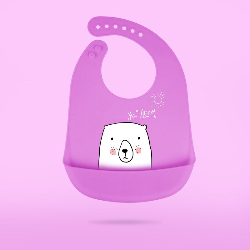 Waterdichte Baby Siliconen Slabbetjes Burp Doeken Peuter Kids Verstelbare Voeden Schort: Purple bear