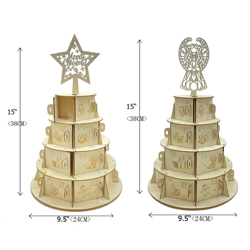 Christmas Vintage Wooden Countdown Number Calendar Storage Box Christmas Presents Countdown Novelty DIY Presents Tags