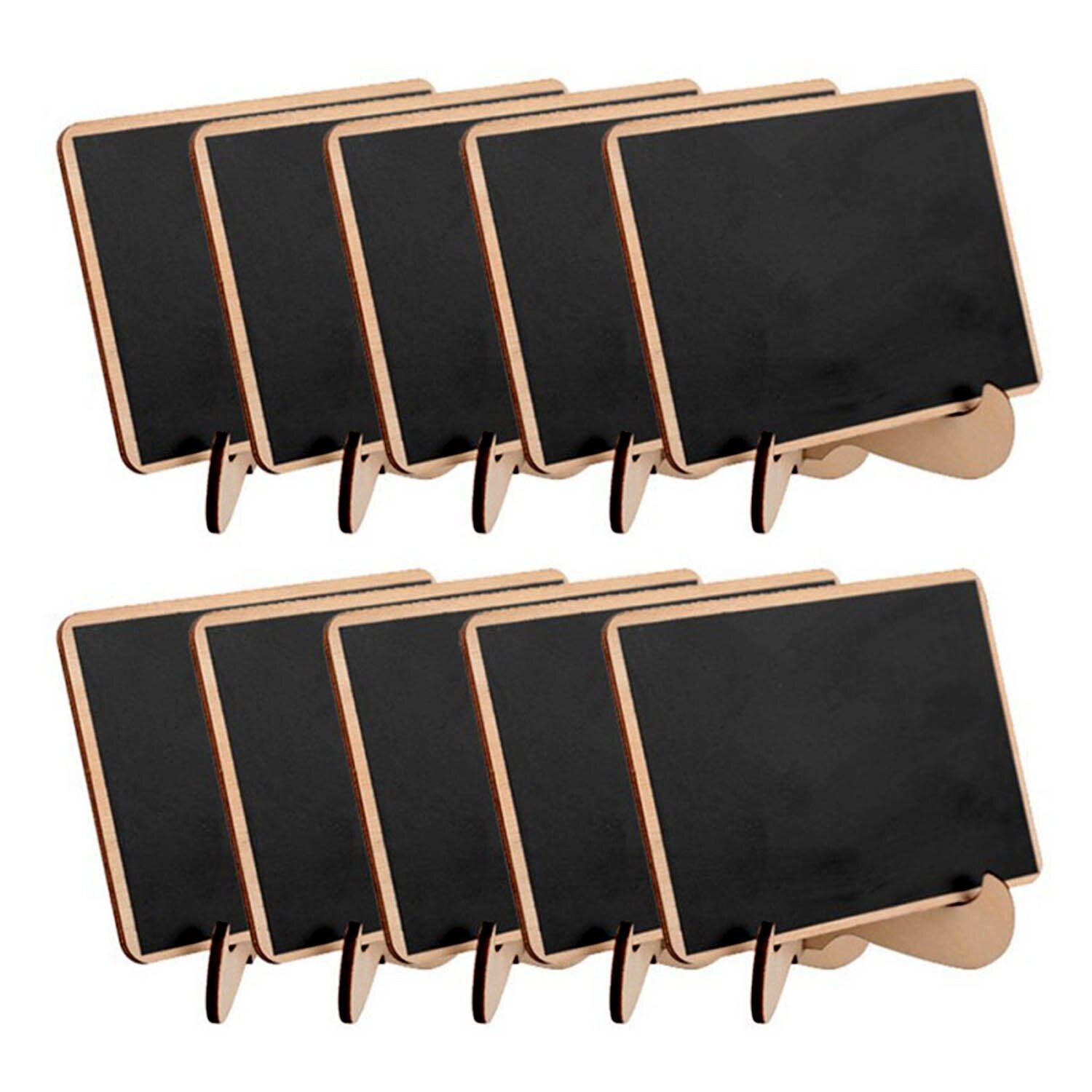 10PCS Mini Wood Blackboards Chalkboards with Stands 10PCS Labels 2PCS Liquid Pens for Wedding Party Daily Home Desktop Decor