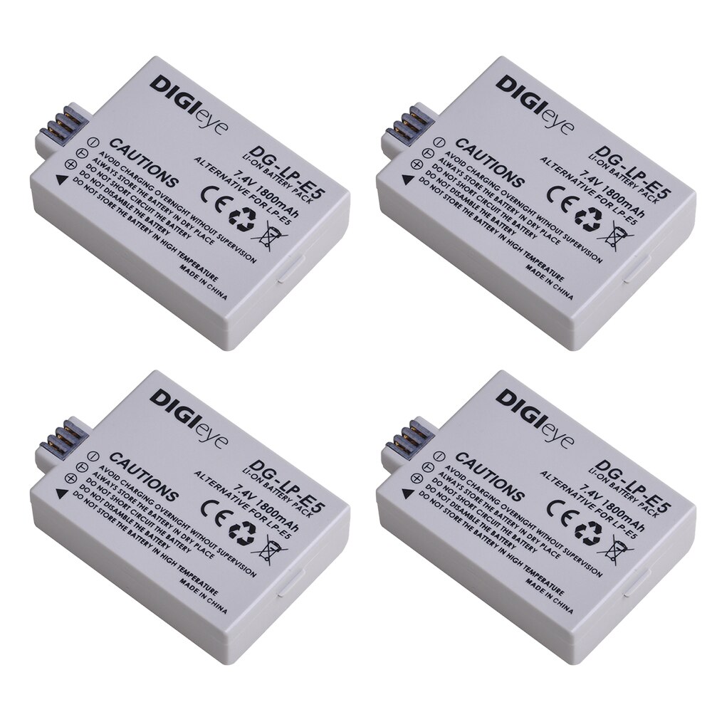1800mAh LP-E5 LPE5 Battery for Canon EOS Rebel XS Rebel T1i Rebel XSi 1000D 500D 450D Kiss X3 Kiss X2 Kiss F Camera: 4 battery