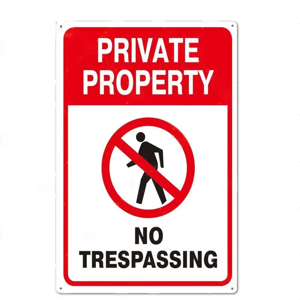 No Trespassing No Entry Private Property Warning Signs Public Garage Workshop Wall Decor Vintage Metal Sign 8x12 inch