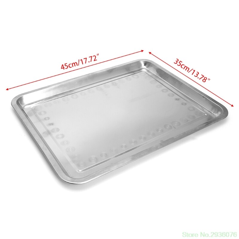 Bandeja Rectangular de acero inoxidable para barbacoa, bandeja de pescado a la parrilla, contenedor de comida para barbacoa: 05