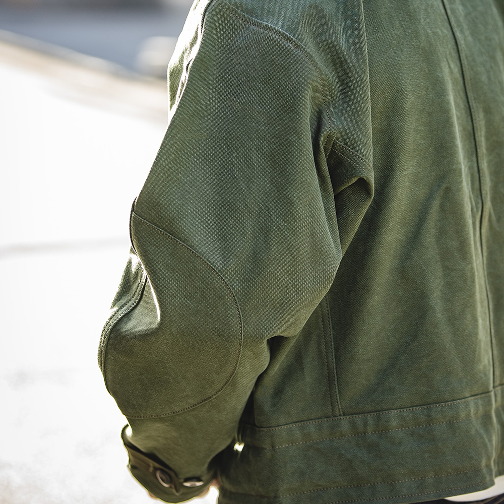Maden Retro 16oz lona sueca motocicleta chaqueta verde bolsillo chaqueta Bomber Casual caza trabajo prendas de vestir para hombres primavera y otoño