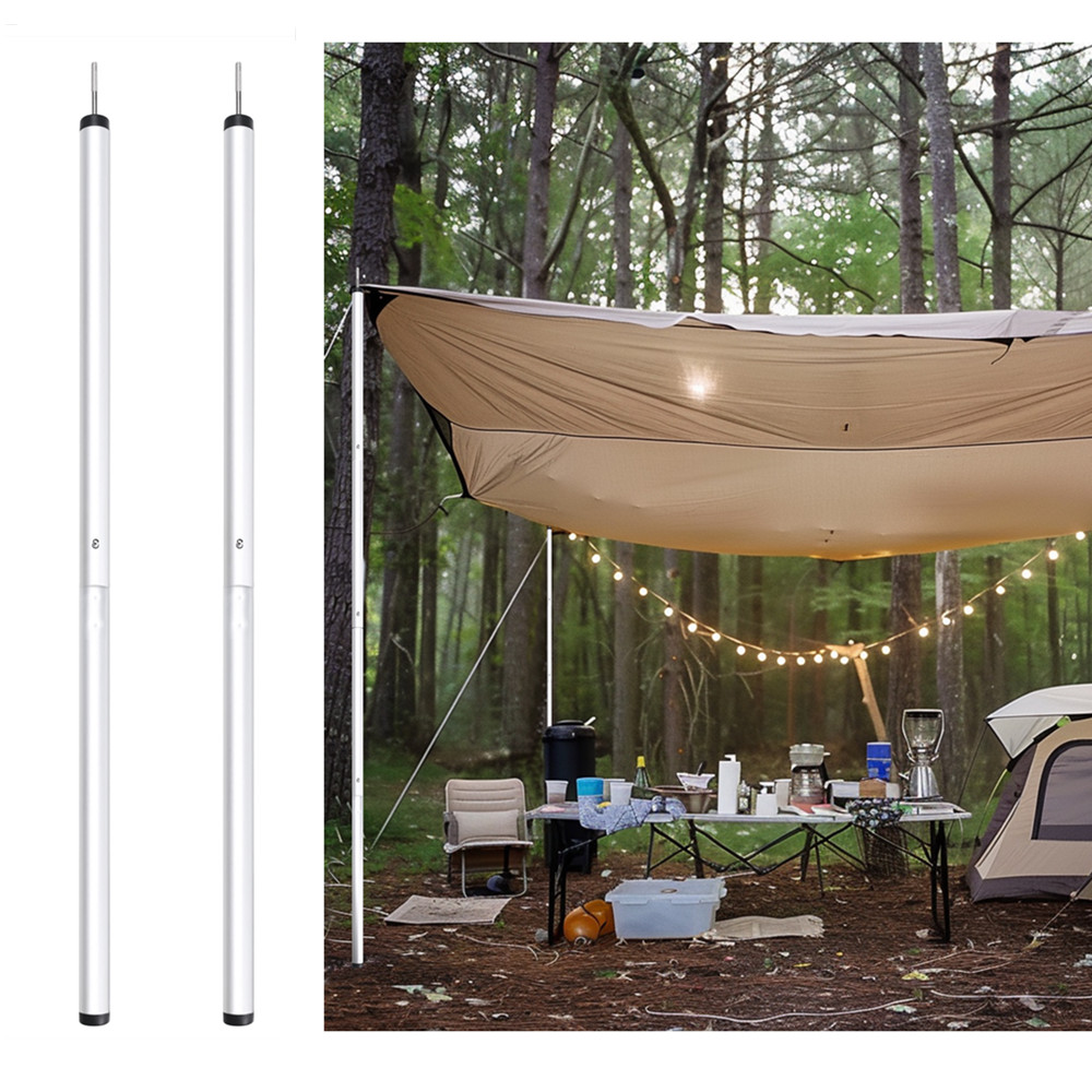 Aluminum Alloy Tent Pole Adjustable Camping Tarp Poles Telescoping Portable Lightweight Support Rods for Shelter Canopy Awning