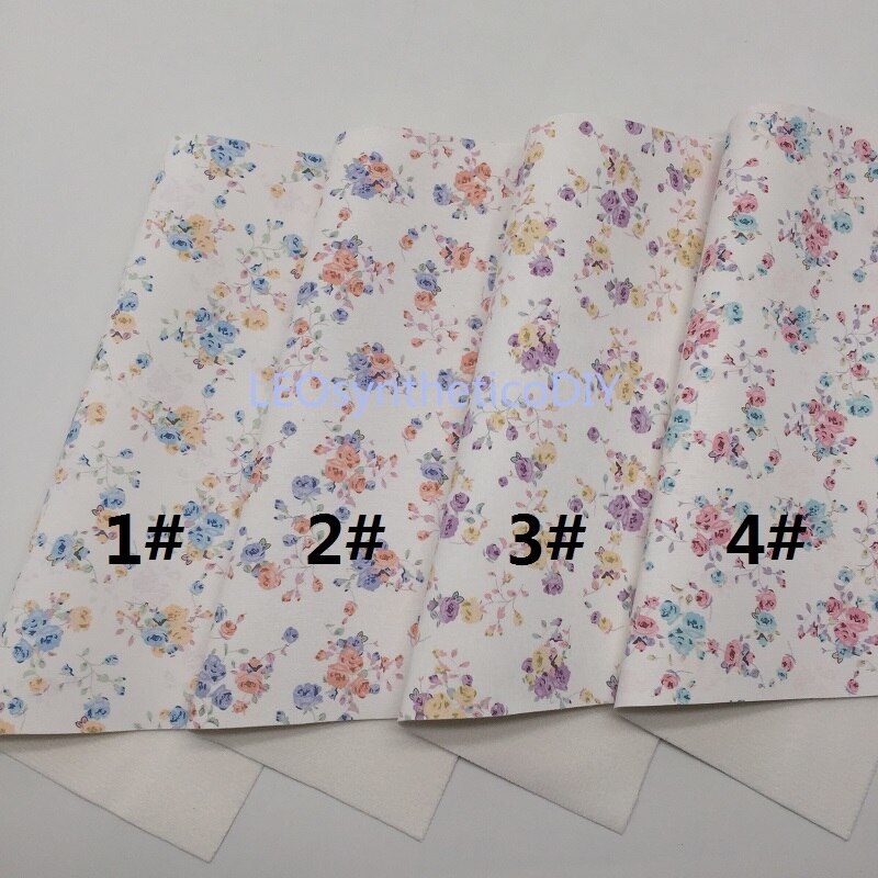 1PC 21X29CM Bloemen Gedrukt Faux Leer Stof, Synthetisch Leer Lakens, PU Leer Voor Maken Bows LEOsyntheticoDIY T343