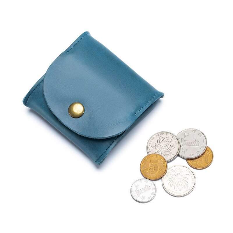 Pu læder møntpung ørepropper øretelefonholder pose til kvinder mænd lille pung skift pung organizer: Blå