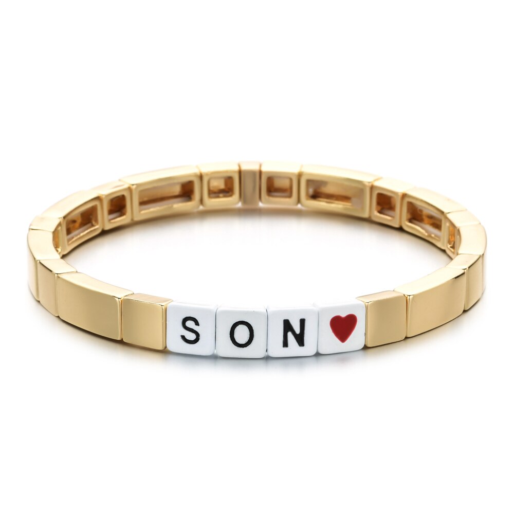Zmzy guldfärg pulseira mama tjej pojke familjearmband metall sten armband & armband för kvinnor smycken femme love berloque: Imiterad rodiumpläterad