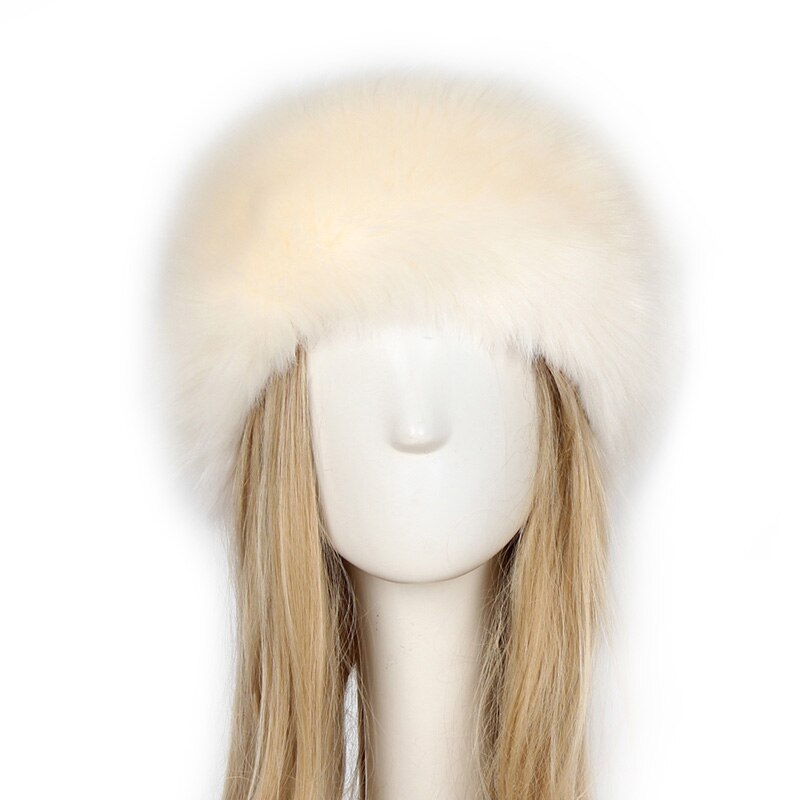 Winter Dikke Harige Haarband Fluffy Faux Fur Vrouwen Meisje Bont Hoofdband Hoed Winter Outdoor Earwarmer Ski Hoeden Sneeuw Cap