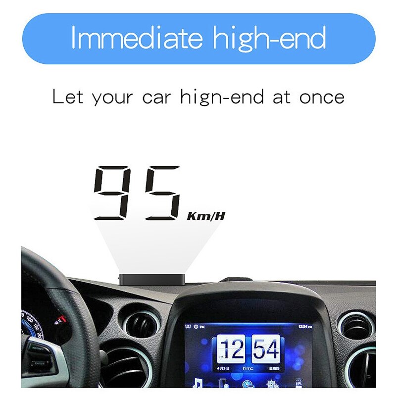1 Juego de cabezal de coche negro HUD H90 pantalla Digital de 3,2 pulgadas proyector de velocidad de parabrisas alarma de seguridad temperatura de agua sobrecalentamiento RPM Volt