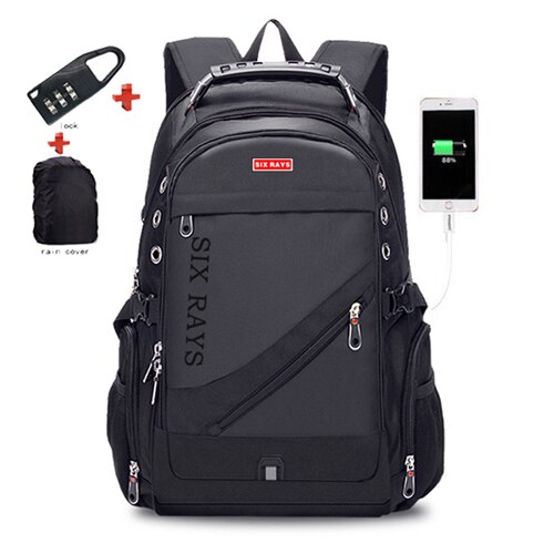 Children School Bags Boy Backpacks Brand Teenagers Best Students Travel Usb Charging Waterproof Schoolbag: Black