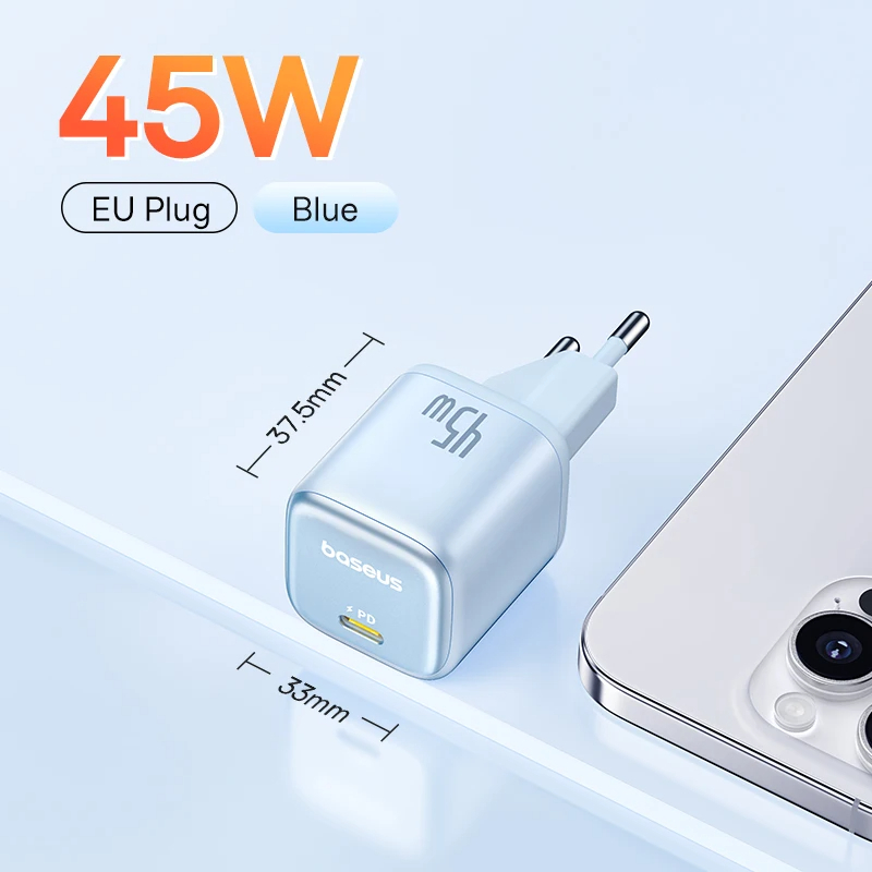 Baseus 45W PD-oplader voor iPhone 16-serie GaN-oplader Type C USB-oplader Draagbare snellader voor iPhone 15 Pro: IL