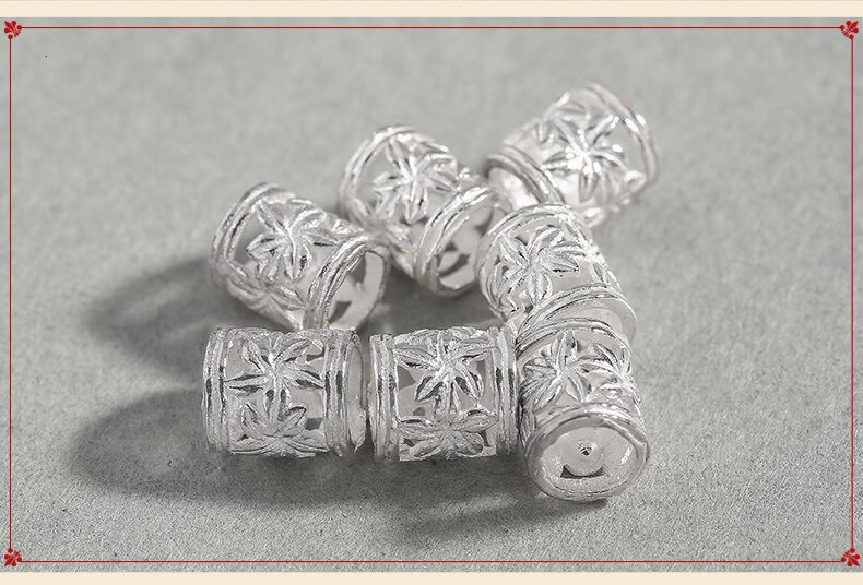 2pcs/lot 925 Sterling Silver Craft Hollow Out Tube Beads 5.5x6mm Large Hole Silver 925 Flower Spacer Beads DIY Jewelry Making