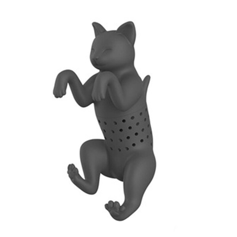 Infuseur à feuilles de thé en Silicone, mignon, Animal, chats, filtre à herbes, diffuseur d'épices, Gadget pour la maison et le bureau: GRIS