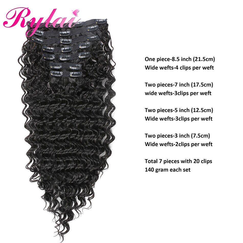 Wave Curly Synthtic Deep Wave Hair Extensions For Women Full Heat Clip Ins Wave Hair Extension Hairpiece By RYLAI